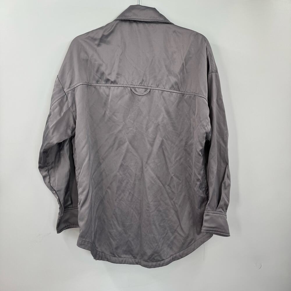 Zara Shiny Silver Button Down Jacket View 2